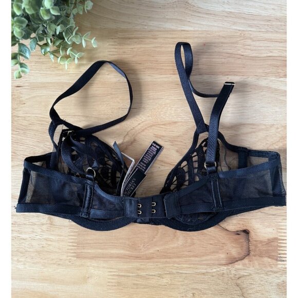 Victoria's Secret Butterfly Luxe Lingerie Sheer Demi Bra Wired Black Sexy NWT - Picture 4 of 9